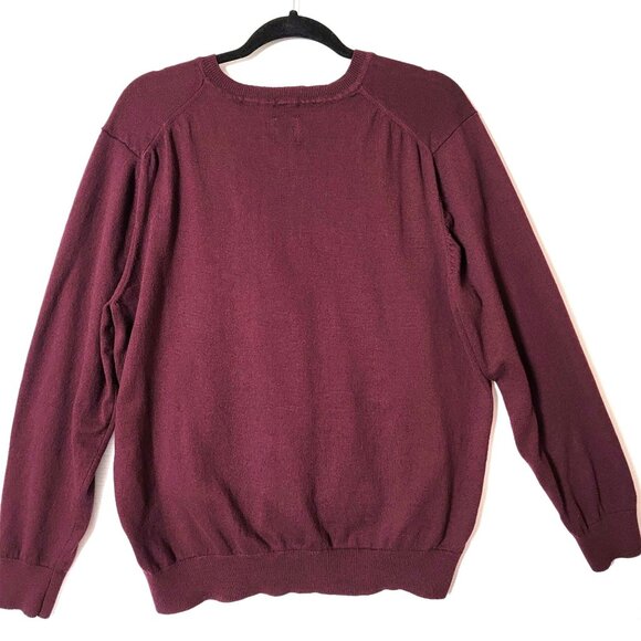 J. Ferrar Mens Pullover Sweater Sz XL Long Sleeve V-Neck Deep Plum Golf T Time - Picture 2 of 11
